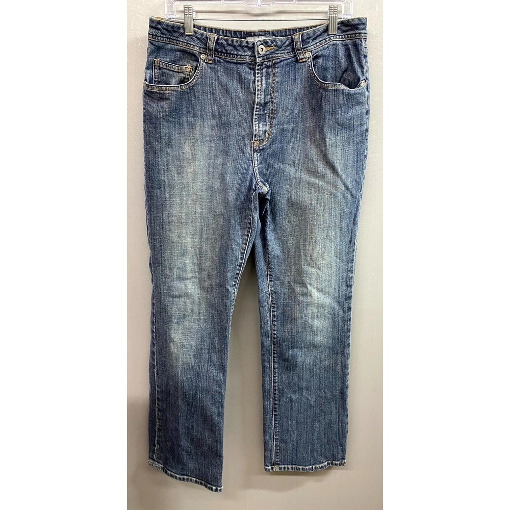 Chico's Platinum Straight Jeans Women 2 Reg Blue Denim Cotton Stretch Streetwear